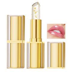 Sulily transferproof lipstick bottle with gold accents showing color changing effect