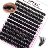 Sultrya 80D lash clusters close-up showing dramatic volume you can achieve at home.