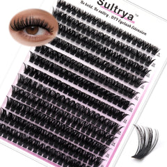 Sultrya 80D lash clusters close-up showing dramatic volume you can achieve at home.