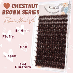 Sultrya brown lash clusters 12mm for balanced volume