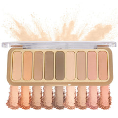 SUMEITANG 9-color mini matte peach eyeshadow palette offers versatile nude shades for daily looks.