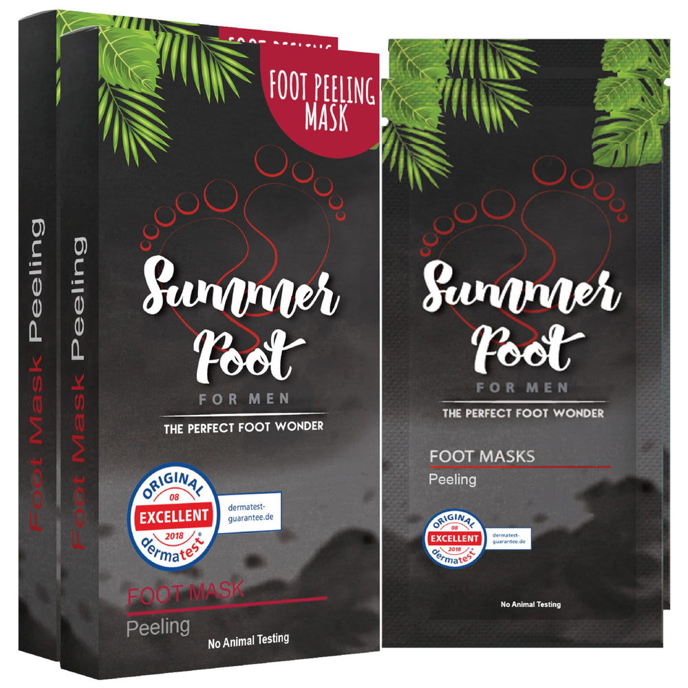 Summer Foot Premium Foot Mask double pack, front view, ready to soften tired feet.