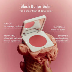 Swirl on cheek with Summer Fridays Blush Butter Balm for radiant dew