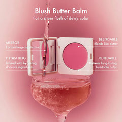 Summer Fridays Blush Butter Balm swirl on cheek demonstrates effortless sheer color.