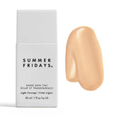 Summer Fridays Sheer Skin Tint bottle close-up showing hydrating glow for the skin