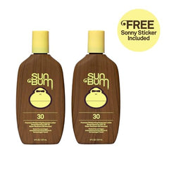 Label of Sun Bum Original SPF 30 highlights reef-friendly and vegan sunscreen