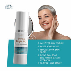 Sun Coast Sciences DermaBright MD label highlighting gentle formula and ingredients