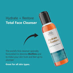 Sun Coast Sciences Hydrate + Restore cleanser close-up shows cream-to-foam texture.