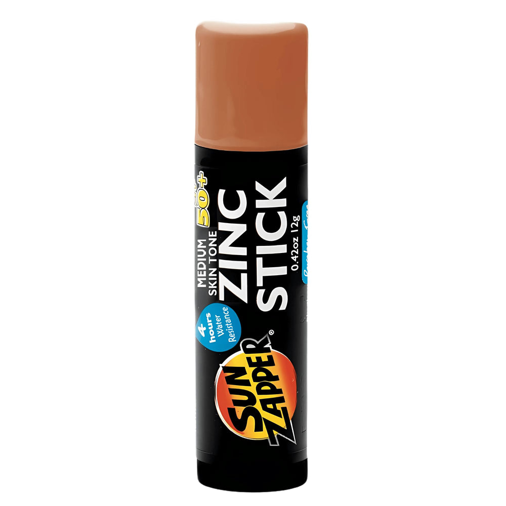 Sun Zapper zinc oxide sunscreen stick on bronze skin for daily protection