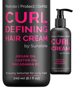 SUNATORIA Curl Cream bottle on a clean backdrop, lightweight hydration for curls.