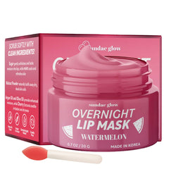 Sundae Glow lip mask watermelon jar closeup showing rich hydration for overnight repair