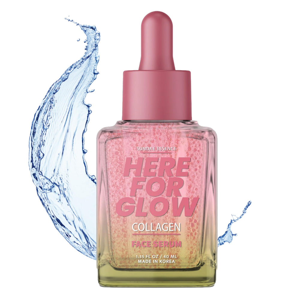 Sunday Essence Collagen Face Serum bottle pour showing hydration moment