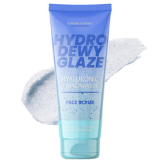 Sunday Essence Face Scrub bottle with hyaluronic acid delivers hydration while exfoliating.
