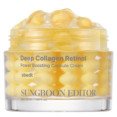 SUNGBOON EDITOR Deep Collagen Retinol Cream bottle close-up for revitalized complexion