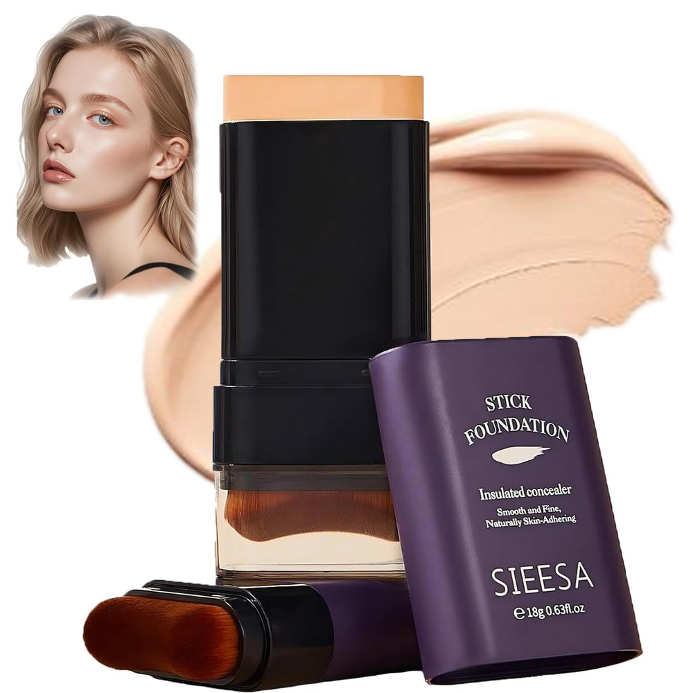 Sunohyesla foundation stick with built-in brush for easy on-the-go application.
