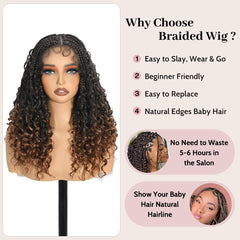 Suntefic short boho braided wig, side profile for versatile daytime looks