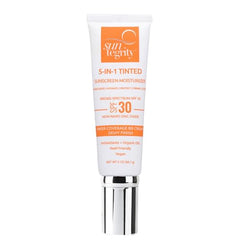 Suntegrity Tinted 5 in 1 Mineral Sunscreen swatch in Golden Light shows natural tint.