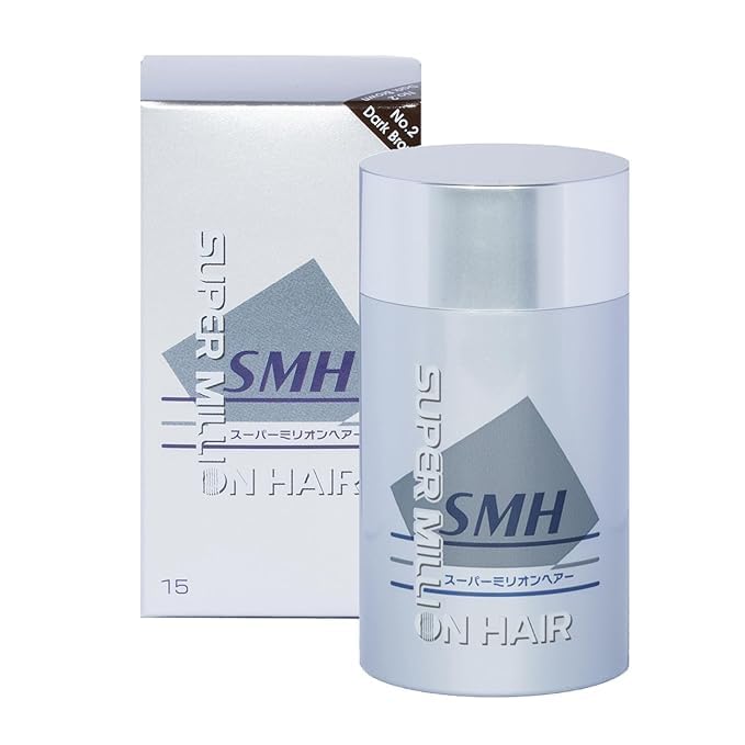 Super Million Hair SMH fibers dark brown bottle for seamless color match.