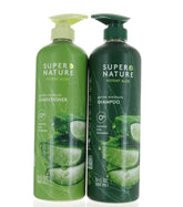Super Nature Shampoo bottle close-up highlighting sulfate-free cleansing for hydrated hair