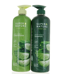 Super Nature Shampoo bottle close-up highlighting sulfate-free cleansing for hydrated hair