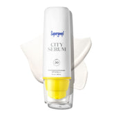 Supergoop City Serum bottle with SPF 30 for daily protection.