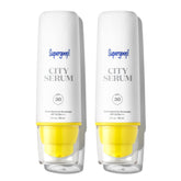 Supergoop City Serum SPF 30 bottle shown for daily lightweight protection on the face
