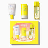 Supergoop Destination Glow kit packaging for travel glow routines.