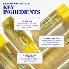 Skin shows a luminous, hydrated glow after Glow Oil application.