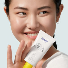 Satin finish of Supergoop! Mineral Sheerscreen on skin for natural glow
