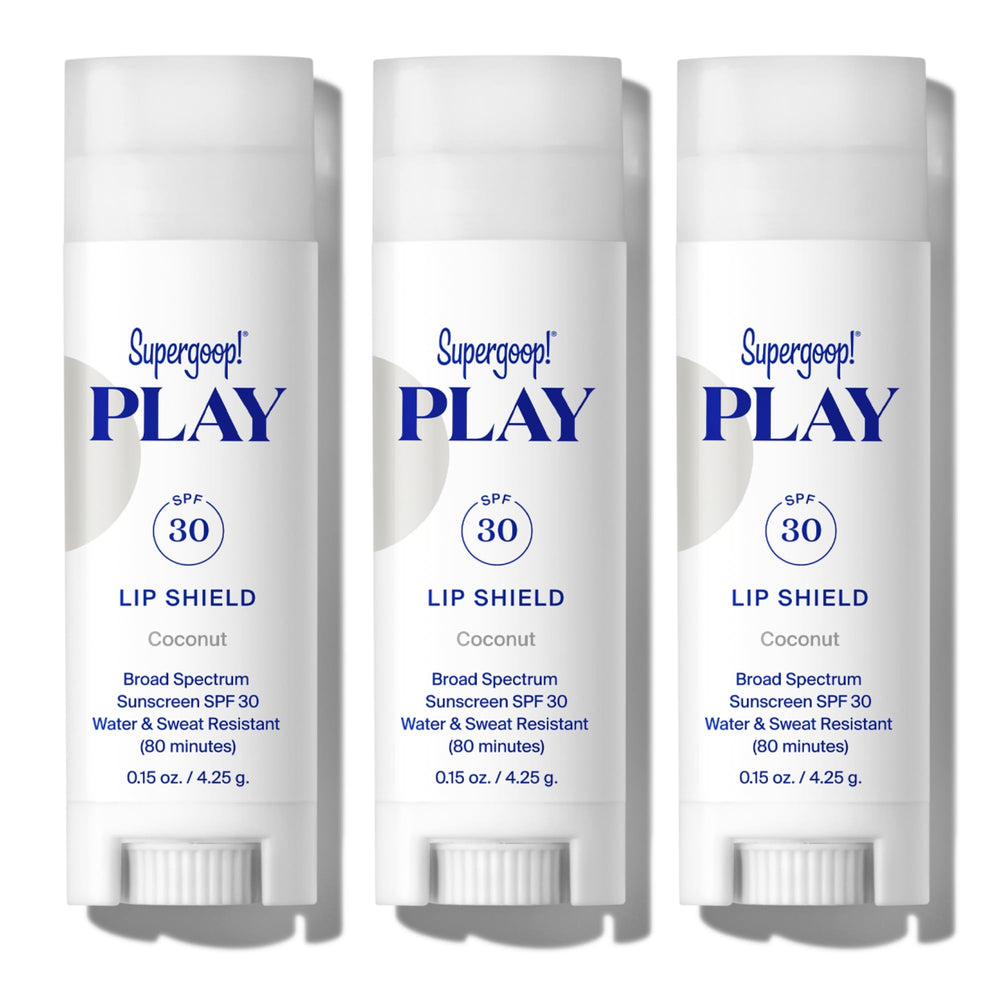 Supergoop! PLAY Lip Shield SPF 30 pack highlighting hydrating lip protection.