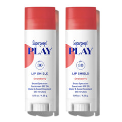 Supergoop! Play Lip Shield SPF 30 strawberry front view for daily lip protection.