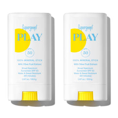 Supergoop! PLAY Mineral Stick SPF 50 applies smoothly on the face for on-the-go protection.