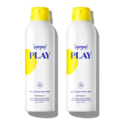 Supergoop PLAY SPF 50 Body Mist bottle for lightweight sun protection during workouts.