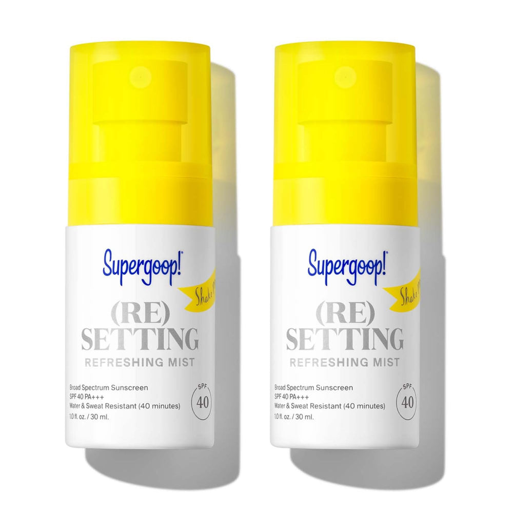 Supergoop! Re setting Refreshing Mist bottle pour delivers even makeup setting.