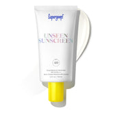 Supergoop! Unseen Sunscreen bottle with clear, weightless finish for daily use.