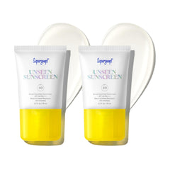 Supergoop! Unseen Sunscreen clear bottle showing invisible protection for daily wear