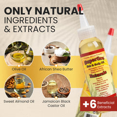 Hair strands glistening with SuperGro Oil for shine and softness