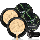 SuperThinker Mushroom Head Air Cushion CC Cream bottle demonstrates lightweight, natural coverage