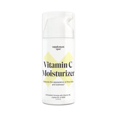 Supplement Spot Antioxidant C Moisturizer bottle shown for daily hydration and softness