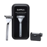 SUPPLY Single Edge Max razor pivoting head close-up shows precise angle control