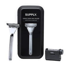 SUPPLY Single Edge Max razor pivoting head close-up shows precise angle control