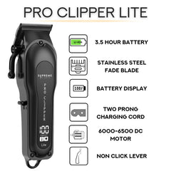 Supreme Trimmer Pro Clipper Lite cordless use on the go saves time.
