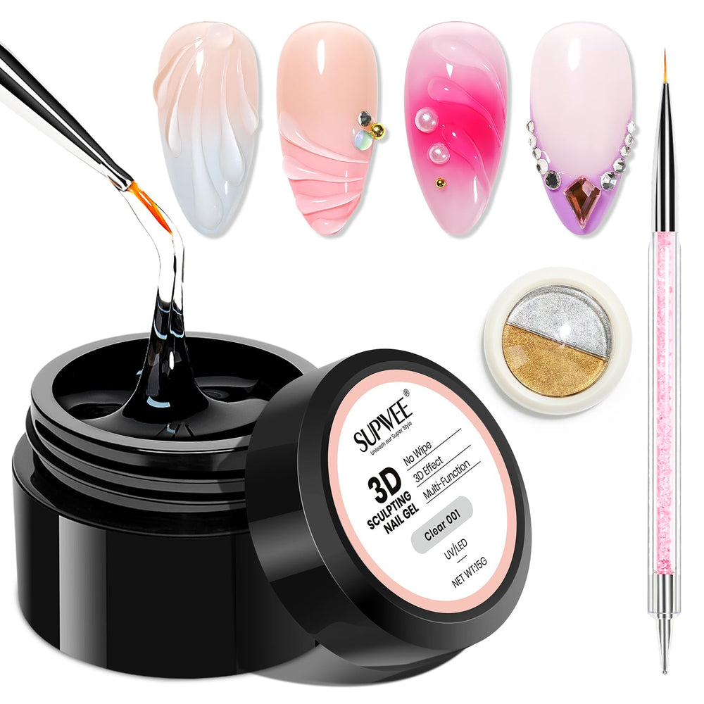 SUPWEE 3D sculpting gel kit for precise at-home nail art.