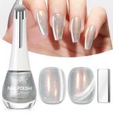 SUPWEE Aurora Silver Cat Eye nail polish for quick-dry magnetic shimmer