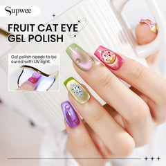 SUPWEE Cat Eye Gel Polish blue fruit finish with glossy cateye effect at home
