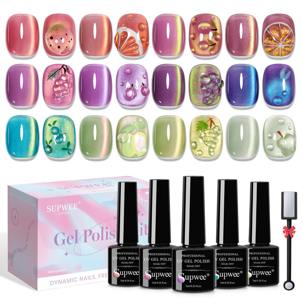SUPWEE Cat Eye Gel Polish purple fruit finish for a shimmering cateye at home