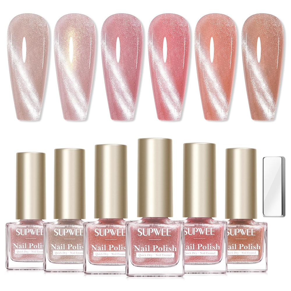 SUPWEE Cat Eye Light Pink magnetic nail polish for quick glossy nails