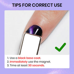 SUPWEE cat-eye nail polish magnet in action delivers dramatic, subtle shifts under light.
