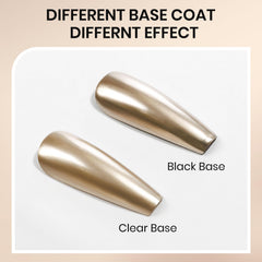 Close-up of SUPWEE Champagne Mirror nails showing high-gloss metallic shine