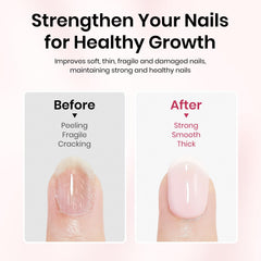 Before-and-after nails showing edge filling for a neater appearance